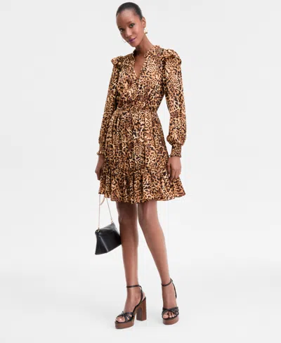 Inc International Concepts Women's Animal-print Volume-sleeve Dress, Exclusively At Macy's
