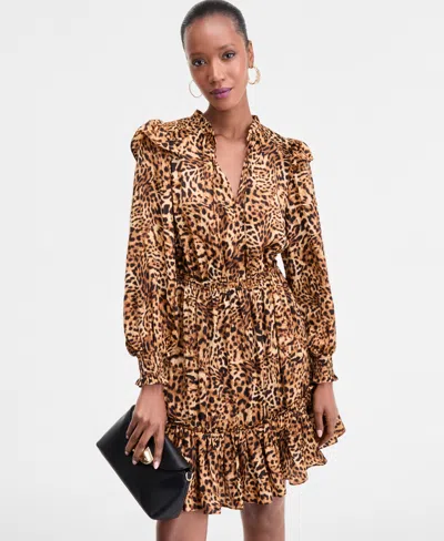 Inc International Concepts Women's Animal-print Volume-sleeve Dress, Exclusively At Macy's