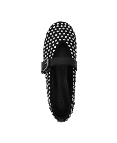 Schutz Eiza Womens Leather Studded Mary Janes In Black