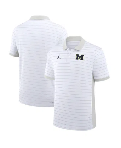 Jordan Men's Michigan Sideline Victory Stripe  Brand Dri-fit College Polo In White