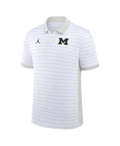 Jordan Men's Michigan Sideline Victory Stripe  Brand Dri-fit College Polo In White