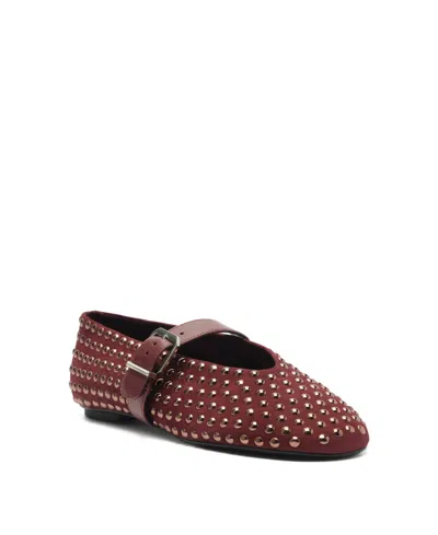 Schutz Women's Eiza Shine Studded Suede Buckle Flats