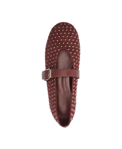 Schutz Women's Eiza Shine Studded Suede Buckle Flats
