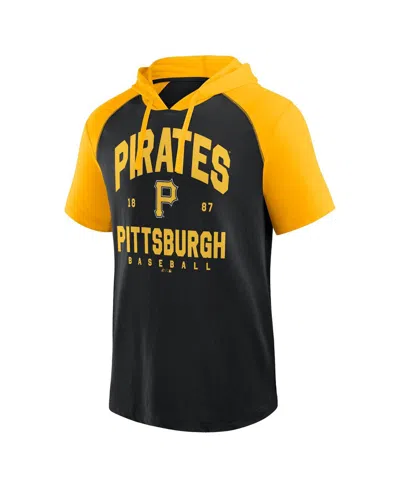 Logo Athletic Men'sâ Fanatics Black Pittsburgh Pirates Prime Raglan Short Sleeve Hoodie T-shirt