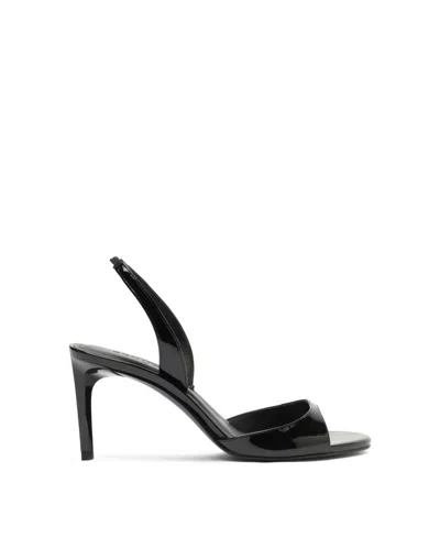Schutz Scarlett Leather Mid-heel Slingback Sandals In Black