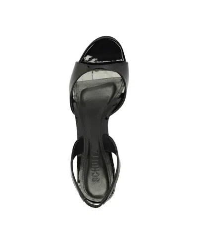 Schutz Scarlett Leather Mid-heel Slingback Sandals In Black