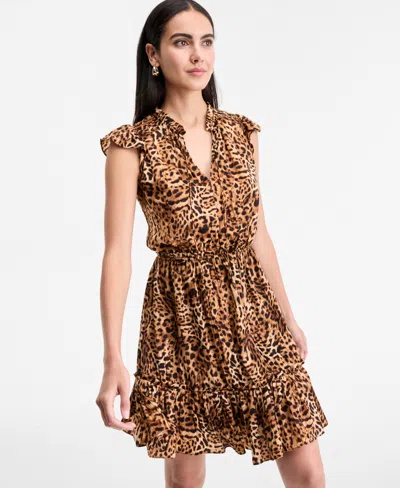 Inc International Concepts Women's Cheetah-print Flutter-sleeve Dress, Exclusively At Macy's