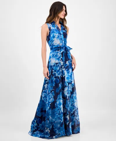 Julia Jordan Floral Sleeveless Organza Gown