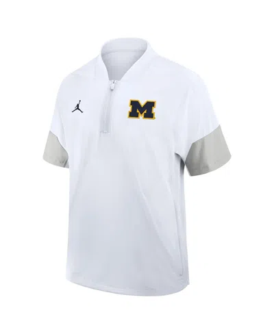 Jordan Michigan Sideline Coach Nike Men's  Brand 1/2-zip Short-sleeve Hooded Jacket