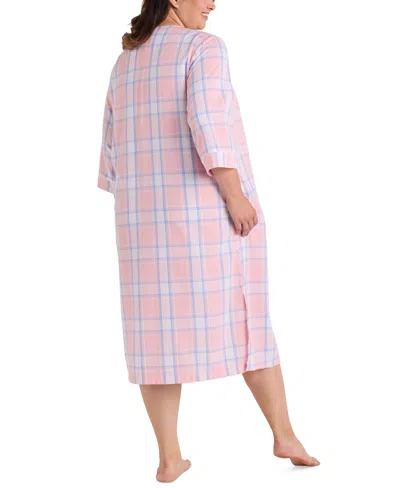 Miss Elaine Plus Size Embroidered Seersucker Robe