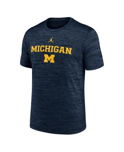 Jordan Men's Navy Michigan Wolverines 2025 Sideline Velocity Performance T-shirt In Blue