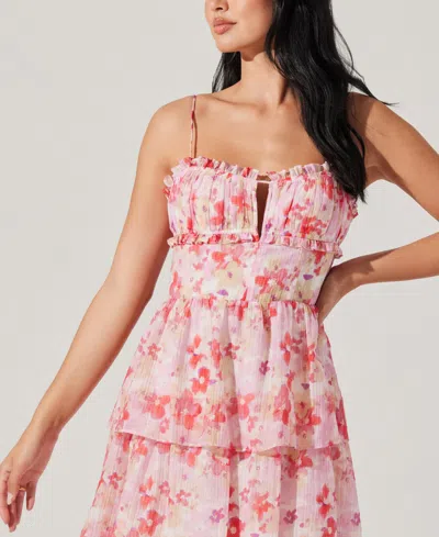 Astr The Label Vonnessa Floral Print Tiered Maxi Dress In Pink