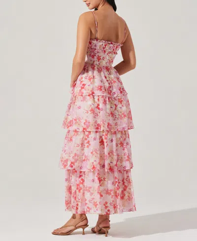 Astr The Label Vonnessa Floral Print Tiered Maxi Dress In Pink