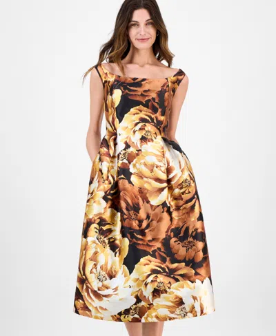 Julia Jordan Floral Off-the-shoulder Cocktail Dress In Animal Print
