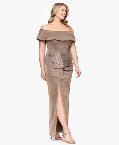 Xscape Plus Size Off-the-shoulder Glitter Gown