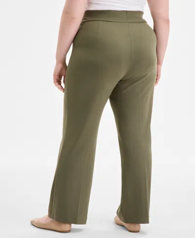 Jones New York Plus Size Serenity Piping-trim Ponte-knit Pants In Green