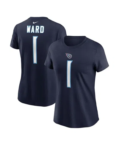 Nike Women's Cam Ward Navy Tennessee Titans 2025 Nfl Draft First Round Pick Name Number T-shirt