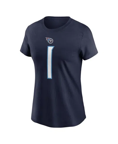 Nike Women's Cam Ward Navy Tennessee Titans 2025 Nfl Draft First Round Pick Name Number T-shirt