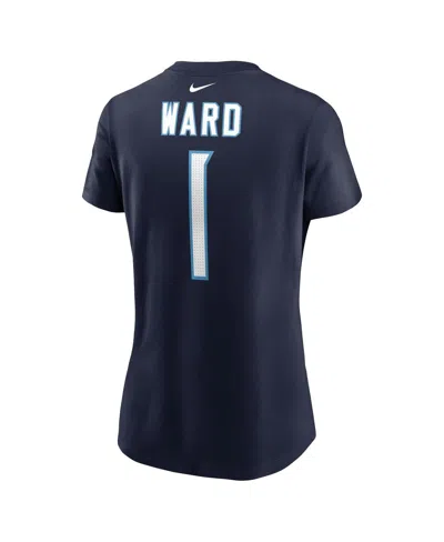 Nike Women's Cam Ward Navy Tennessee Titans 2025 Nfl Draft First Round Pick Name Number T-shirt