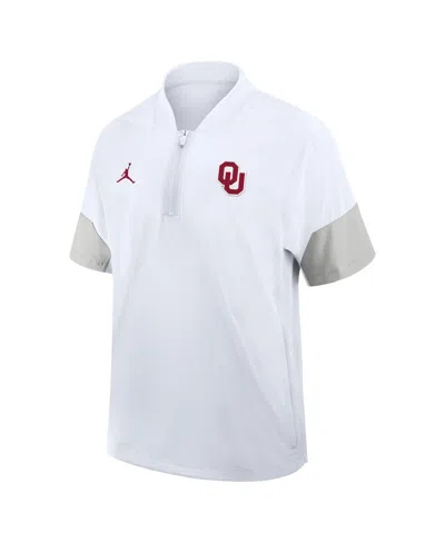 Jordan Oklahoma Sideline Coach Nike Men's  Brand 1/2-zip Short-sleeve Hooded Jacket In White
