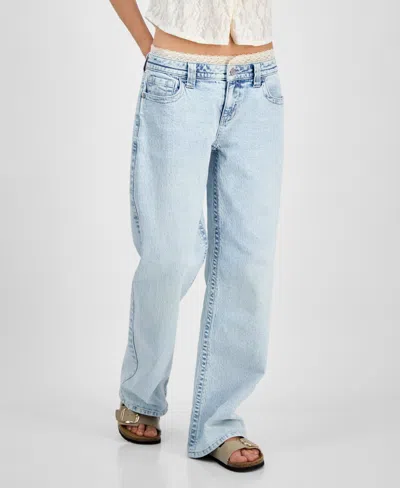 Celebrity Pink Juniors' Lace-trim Low-rise Slouchy Jeans