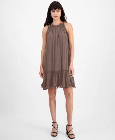 Robbie Bee Women's Ruffled A-line Dress In Brown