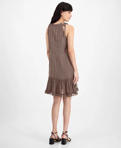 Robbie Bee Women's Ruffled A-line Dress In Brown