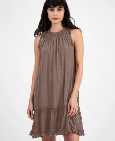 Robbie Bee Women's Ruffled A-line Dress In Brown