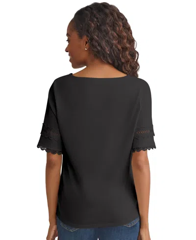 Jones New York Embroidered Sleeve Top