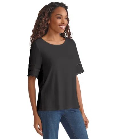 Jones New York Embroidered Sleeve Top