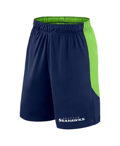 Fanatics Men's College Navy/neon Green Seattle Seahawks Launch Shorts In Blue
