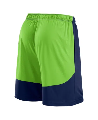 Fanatics Men's College Navy/neon Green Seattle Seahawks Launch Shorts In Blue