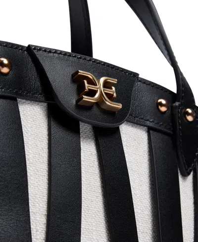 Sam Edelman Bay Medium Dye Cut Leather Fan Tote In Black