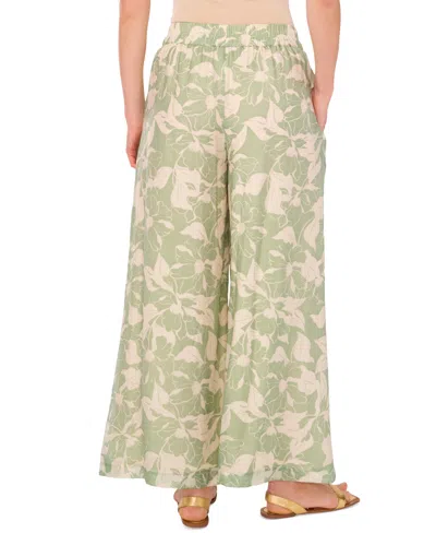 Vince Camuto Women's Vine-print Wide-leg Pull-on Pants In Green