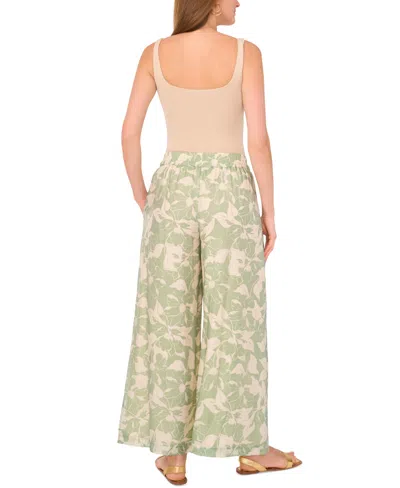 Vince Camuto Women's Vine-print Wide-leg Pull-on Pants In Green