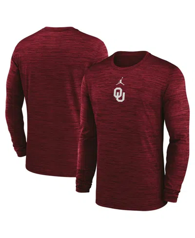 Jordan Men's Crimson Oklahoma Sooners 2025 Sideline Velocity Performance Long Sleeve T-shirt In Red