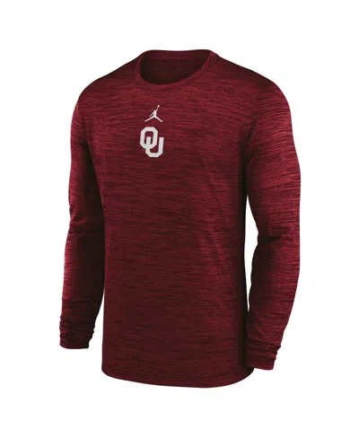 Jordan Men's Crimson Oklahoma Sooners 2025 Sideline Velocity Performance Long Sleeve T-shirt In Red
