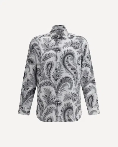 Etro Floral Paisley Button-up Shirt In Gray