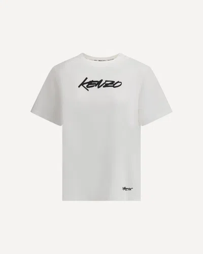 Kenzo Pure Cotton Graphic T-shirt For Comfort In White