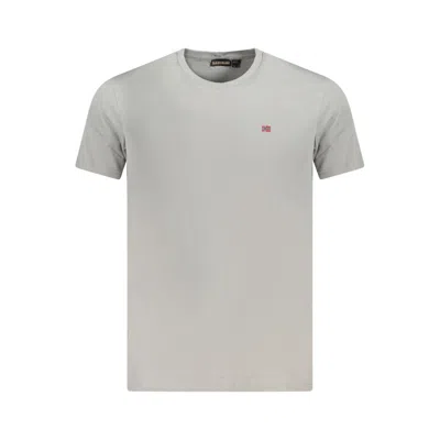Napapijri Embroidered Logo Gray Cotton T-shirt