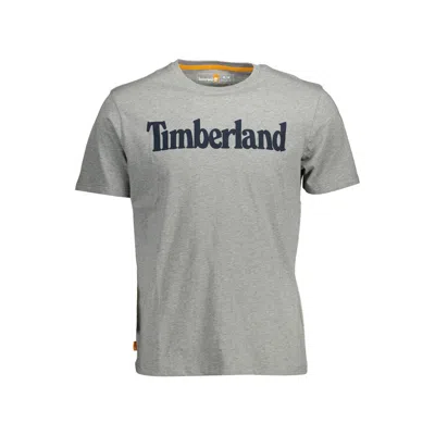 Timberland Eco-conscious Gray Cotton Tee With Logo Print In Gray
