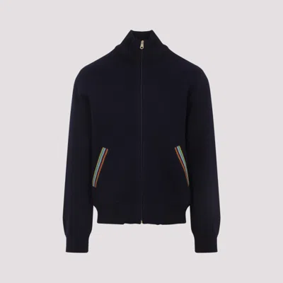 Paul Smith Zip-up Jacket With Colorful Striped Accents In Blue