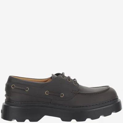 Tod's Leather Loafers Designed For Nautical Wear In Black