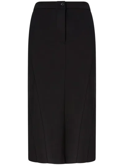 Pinko Fabric Stitch Midi Skirt With Back Slit In Black