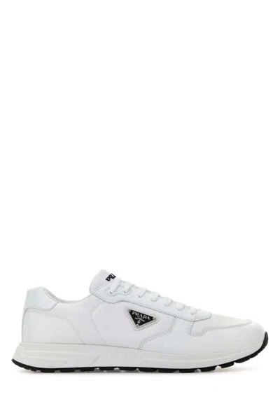 Prada White Nylon And Leather Prax 2.0 Sneakers In White
