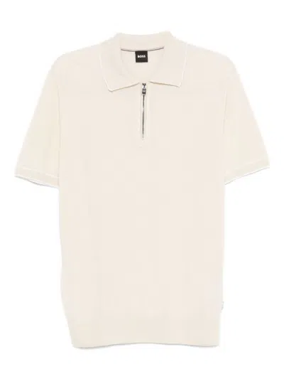 Hugo Boss Boss Ivory Polo Shirt With Half-zip
