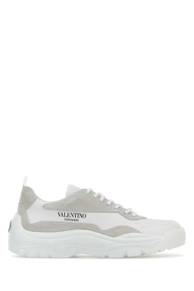 Valentino Two-tone Leather And Suede Gumboy Sneakers In White