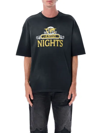 Amiri Night Graphic Print Crew Neck Short Sleeves In Black