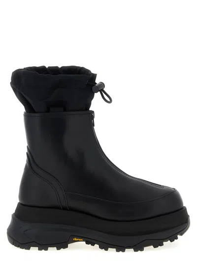 Sacai Black Zip Up Boots In Black