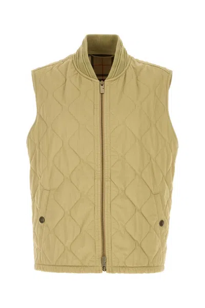 Burberry Khaki Cotton Sleeveless Jacket In Neutral